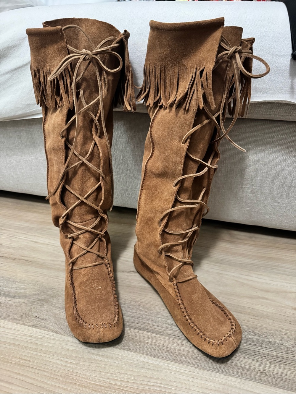 Aldo Fringe Lace-Up Leather Suede Boots New